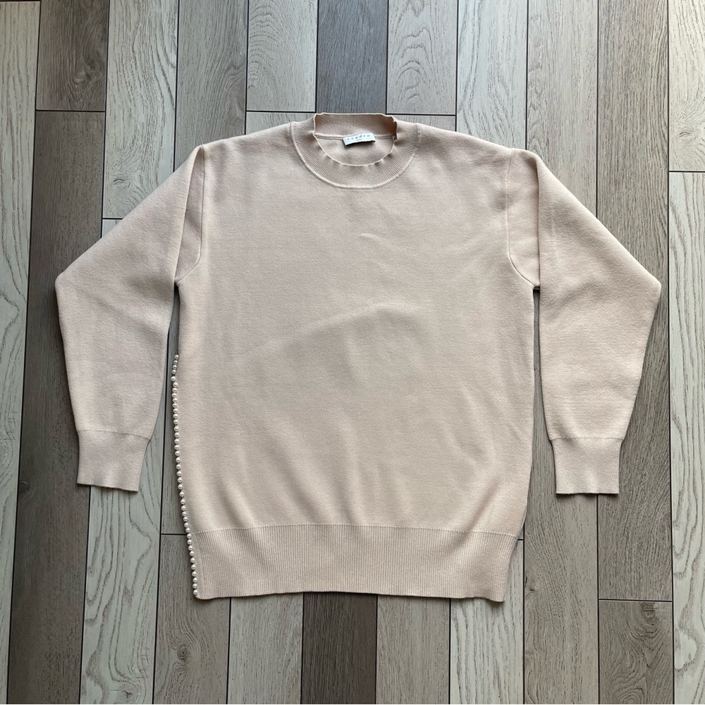Sandro Cream Crewneck Sweater Classic Knit